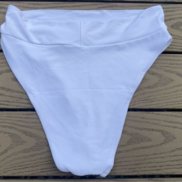 NWT Aerie high cut cheeky white XLribbed texture bikini bottoms swim bathingsuit - Picture 8 of 8